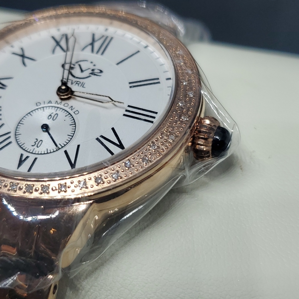 Rose Gold Real Diamond Bezel Watch GV2 BY GEVRIL - Picture 2 of 16